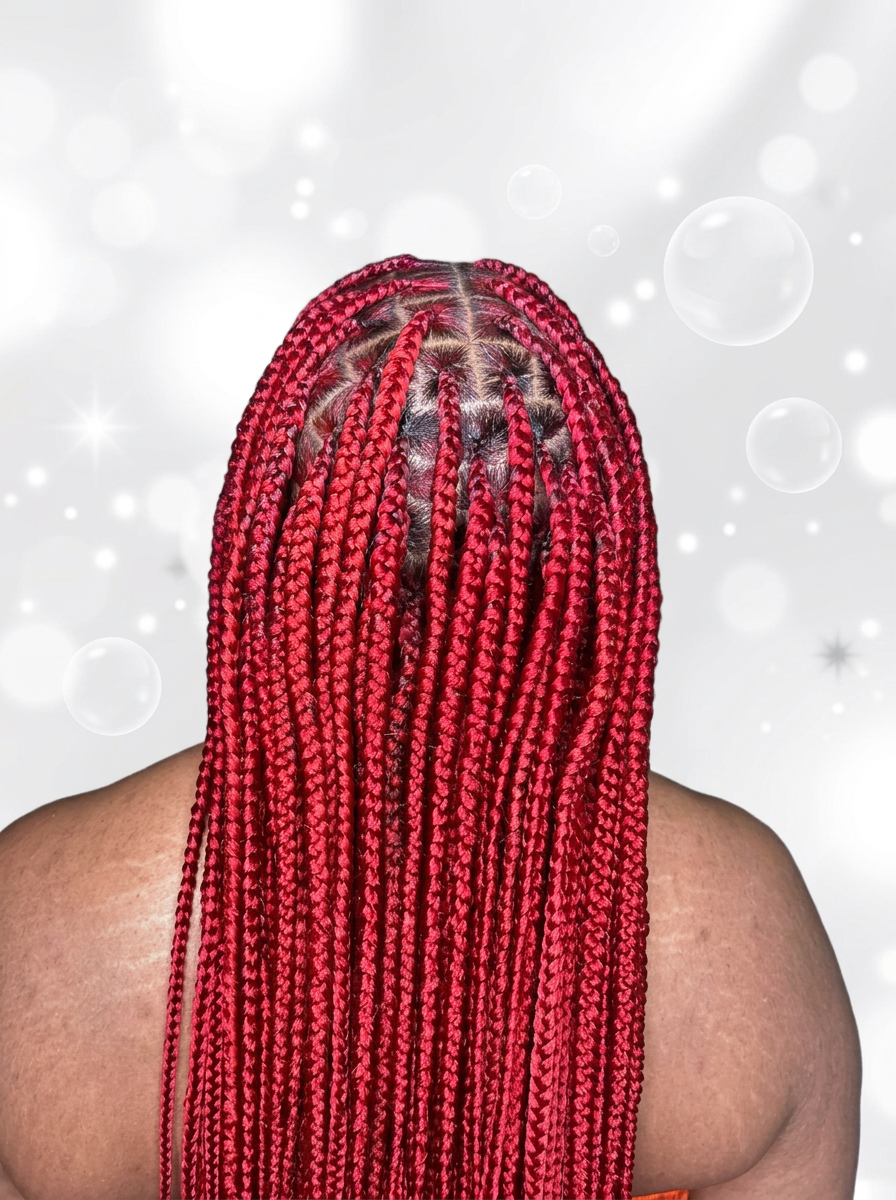 Long regular knotless braids with clean partings